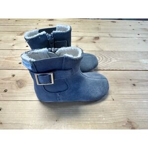 Robeez Grey Suede‎ Faux Fur Lined Toddler Boots Size US 6 18-24 Months